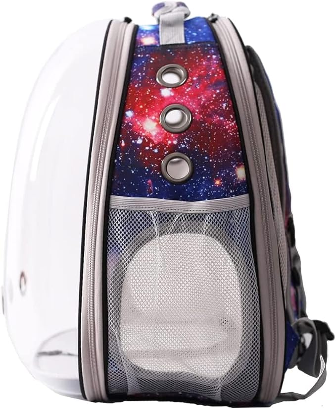 halinfer Galaxy Blue Cat Bubble Backpack, Back Extension Space Capsule Astronaut Clear Window Fit up to 12 Pounds Cat, Vet Transport Carry Bookbag, Airline Approved