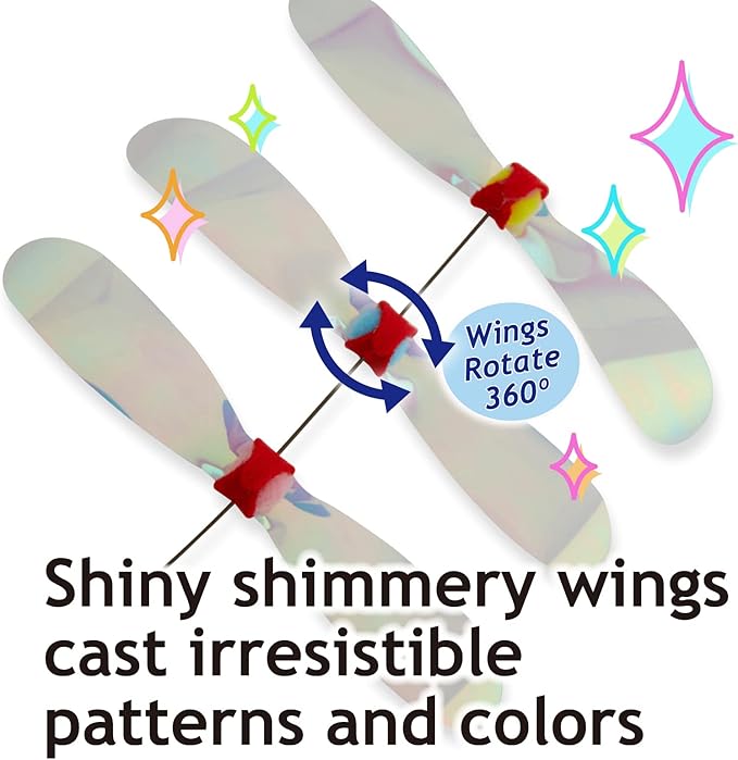 NECOICHI Crinkly Critters Dancing Dragonfly Trio Wire Cat Wand No.1 Selling Cat Toy in Japan
