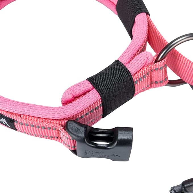 EXCELLENT ELITE SPANKER Reflective Dog Collar Classic Soft Padded Breathable Nylon Adjustable Pet Collar with Quick Release Buckle for Boy Girl Male Female Small Medium Large Dogs Training(Pink-XL)