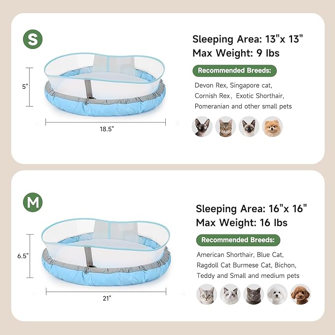 Cat Beds for Indoor Cats, Round Dog Bed for Small Dogs, Puppy, Kitten -Soft Plush Washable Cat Bed Calming with Protective Shield (Blue，21 Inches)