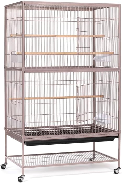 French Fabulous Iron Flight Cage with Elegant Ironwork, Spacious Interior, Durable Construction, and Ample Room for Birds to Fly, Play, Blush/53 H