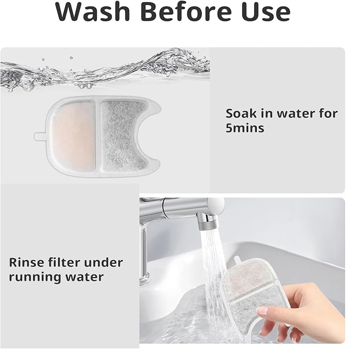 Cat Water Fountain Filter Replacement Pet Drinking Fountain Filters Compatible with 135 fl oz/4L Cat Water Fountain-12 Set Filters with Sponges