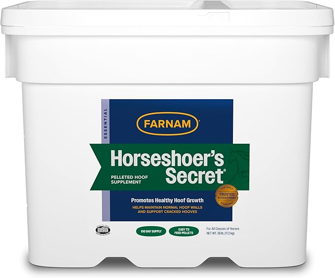 Farnam Horseshoer's Secret Pelleted Hoof Supplements, Promotes healthy hoof growth, maintains hoof walls & supports cracked hooves, 38 lbs., 100 day supply