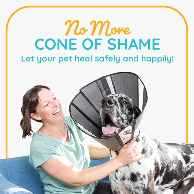 ZenPet Recovery Cone E-Collar for Dogs & Cats – Soft, Comfortable, Safe & Stress-Free Healing After Surgery, Adjustable Design, Secure Custom Fit (Large)