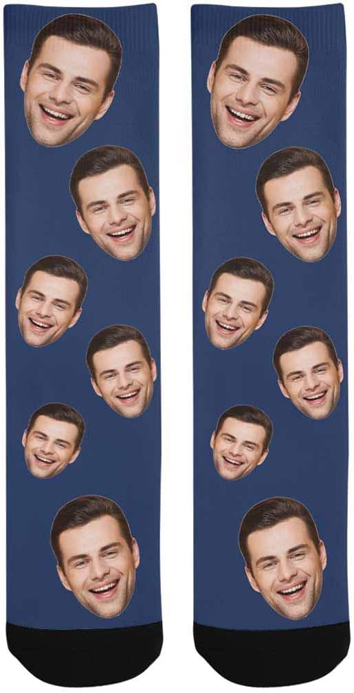 MyPupSocks Custom Personalized Photo Pet Face Socks, Cat and Dog Tracks Paws Bones Crew Socks with Picture for Men Women
