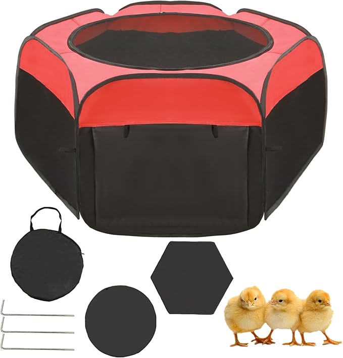 Chicken Brooder Box for Chick Starter Kit - 2025 Upgrade Double Door Chicks Brooder Pen/Chickens Playpen/Chick Tent Baby Chickens Supplies Up to 15 Baby Chicks,Duck,Quail