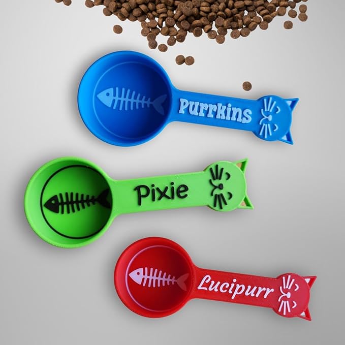 Personalized Cat Food Scoop, Cat Food Measuring Cup with Name, Kibble Scoop (6 oz - 3/4 cup)