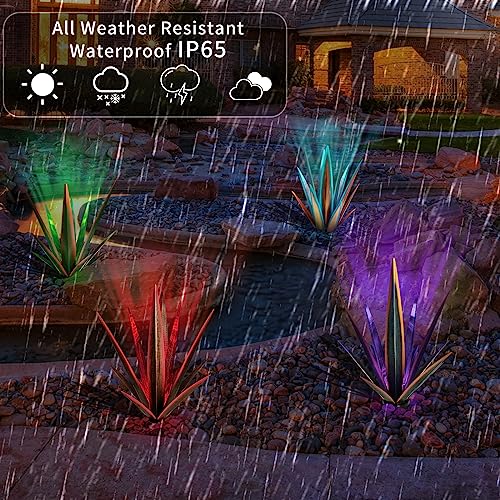 Large Metal Agave Plant Outdoor Decor with Solar Light
