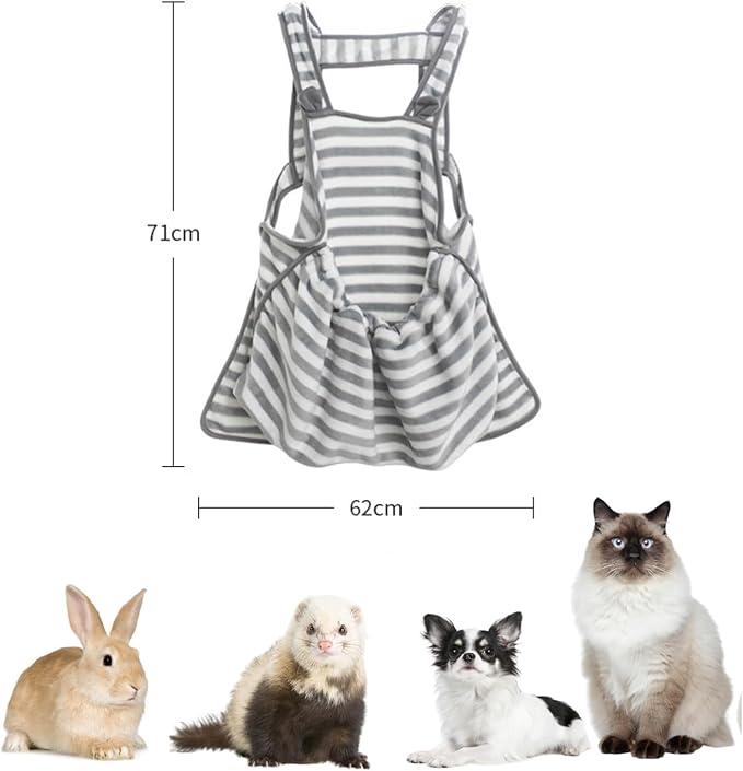 Ferret Sling Carrier Fleece Bag Soft Breathable Hands Free Shoulder Front Chest Apron Bonding Pouch Accompany Carrier for Rat Bird Hamster Rabbit Guinea Pig Rabbit (M)