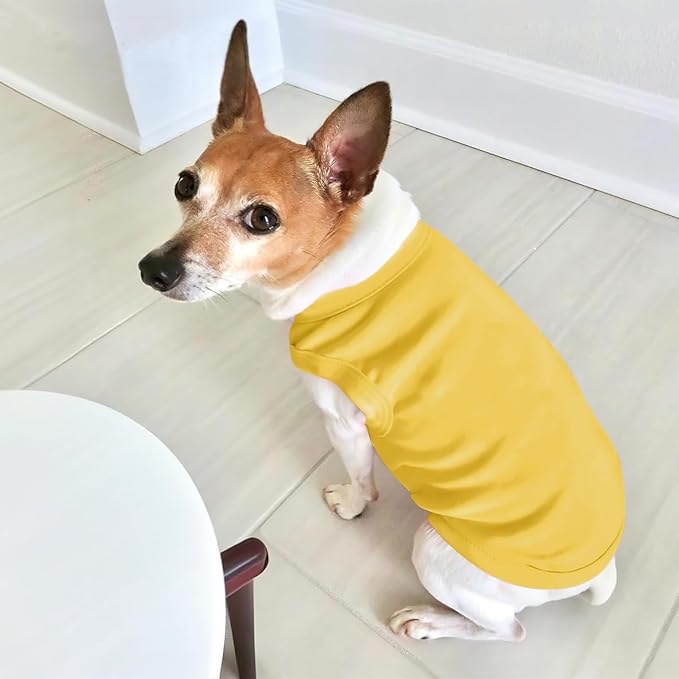 Custom Dog Shirt Pet Clothes Breathable Shirts for Small to Large Dogs Customized Name Logo Photo Puppy Outfits Personalized Sleeveless Vest Pets Apparel Yellow, L