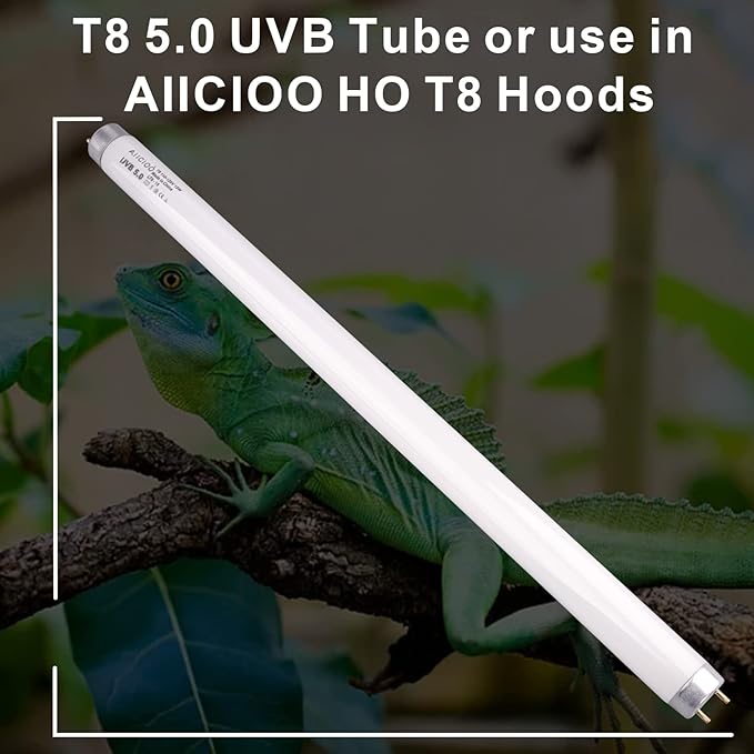 Aiicioo T8 UVB Reptile Light - 5.0 18 inch 15 watt Reptile Fluorescent Light Bearded Dragon Desert UVB Bulb for Reptile Turtles Chameleon Tortoises Lizard