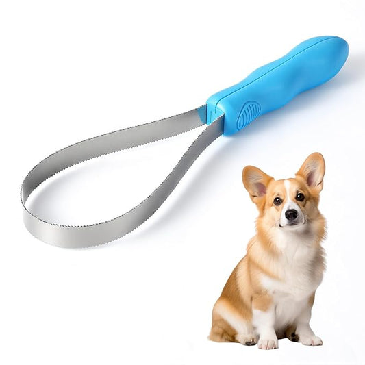 Dual-Sided Dog Shedding Blade,Shedding Brush with Stainless Steel Blades for Dog Coat Types with Soft Grip Handle Pet Hair Removal Tools