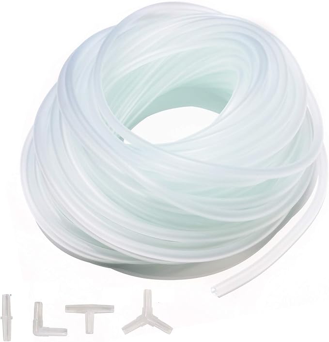 ALEGI Standard 3/16" Flexible Airline Tubing with Connectors for Aquariums, Terrariums and Hydroponics,100Feet