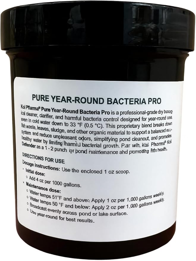 Koi Pharma® Pure Year-Round Bacteria Pro – All-Season Beneficial Pond Bacteria for Clear Water, Sludge Control & Healthy Koi and Goldfish (1 Pound)