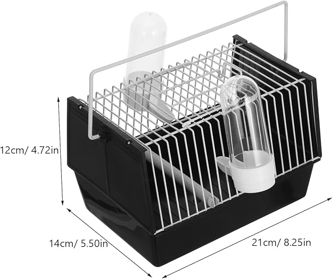 Portable Black Bird Cage for Small Birds and Parrots - Handheld Carrier with Space for Play and Rest