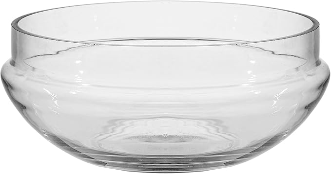 Glass Serving Bowl, 10 Inch Round Clear Crystal Display Bowl for Fruit, Salad, Decorative Centerpiece (9.8"x4.8")