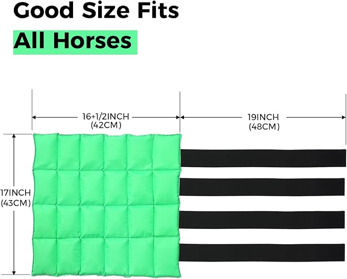Reusable Gel Horse Ice Boots (Set of 4) - Adjustable Leg Wraps for Cooling Relief on Hocks, Knees & Ankles, Durability & Cooling in Active Horses