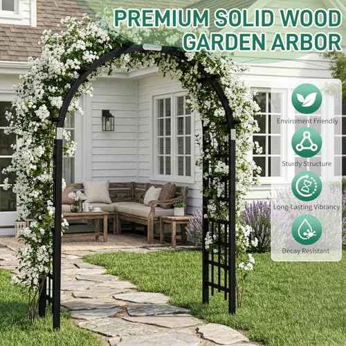 7Ft Black Wooden Arbor Arch