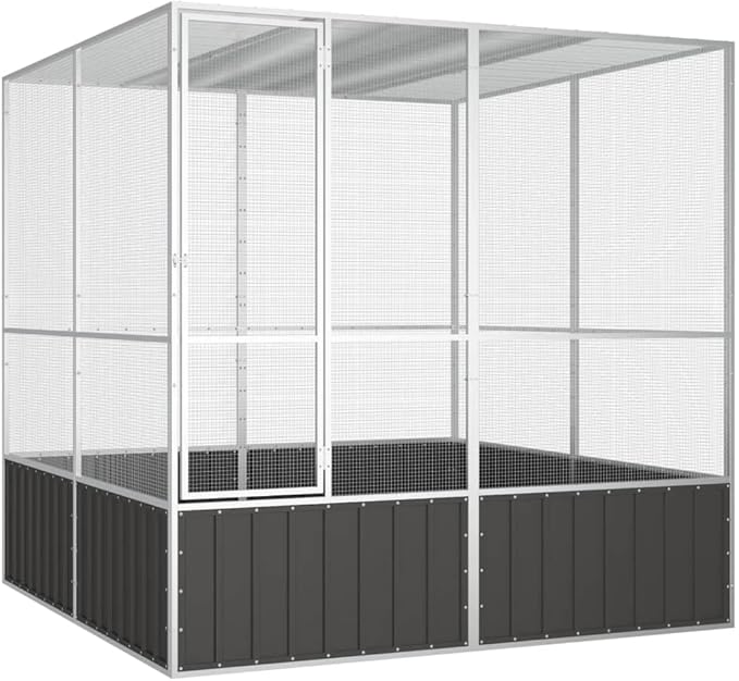 Large Flight King Bird Cage, Steel Bird Cage Flight Cage for Cockatiels African Parakeets Green Cheek Conures Pigeons Parrot, Anthracite 84.1"x85.6"x83.3",-968