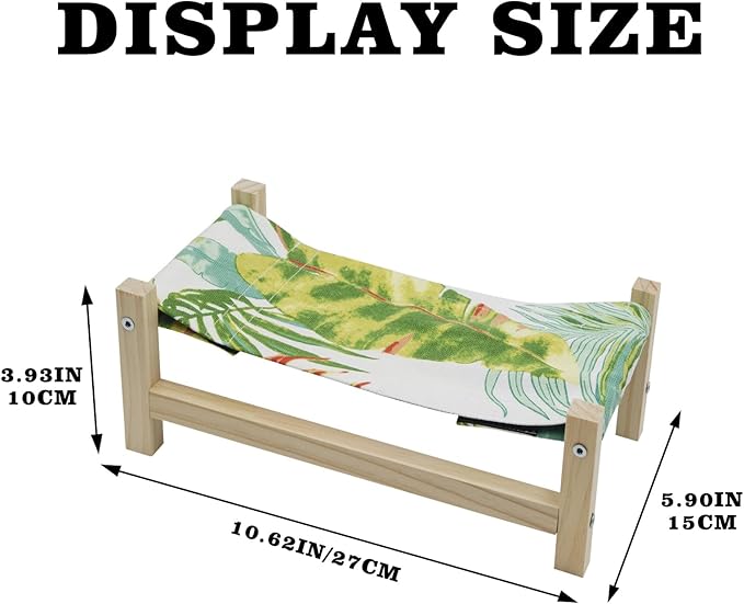 Bearded Dragon Bed, Wooden Reptile Sleeping Hammock, Bearded Dragon Tank Accessories, Habitat Accessories for Leopard Gecko Snake Lizard or Other Small Animal (Green 2, Small)