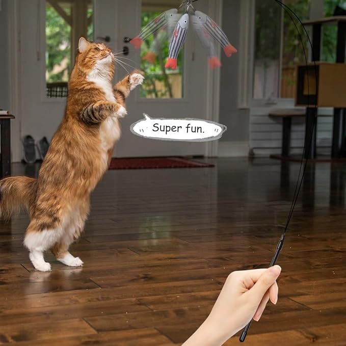 PAZ'S GIFT Cat Wand Toys, Catnip Fish 3 Piece Catnip wzggle Sounding Toy, Soft and Durable, Interactive cat Kick Toys for Indoor Play