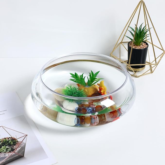 Mipcase Large Clear Bubble Bowl, Plastic Fish Bowl Vase Round Bowl Terrarium Globe Flower Vase Hydroponic Container Betta Tank Water Lily Bowl Aquatic Plant Pot