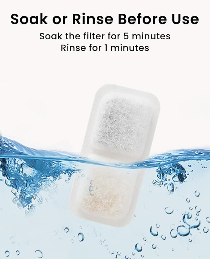 oneisall 4pcs Replacement Filters for 2.2L 3.2L Wireless Cat Water Fountain, Fits Model PW13 PW14, 2 Months Set of Replacement Filters and Sponges