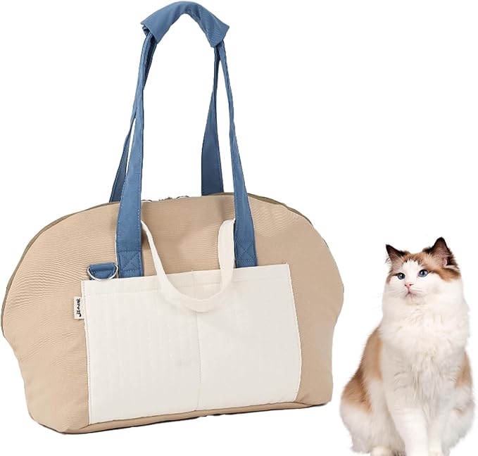 Small Dog Carrier Purse, Soft Fluffy Pet Carrier Tote Cat Carrier with Secure Harness Clip and Removable Pad, Woman Style Pet Travel Handbag（White）