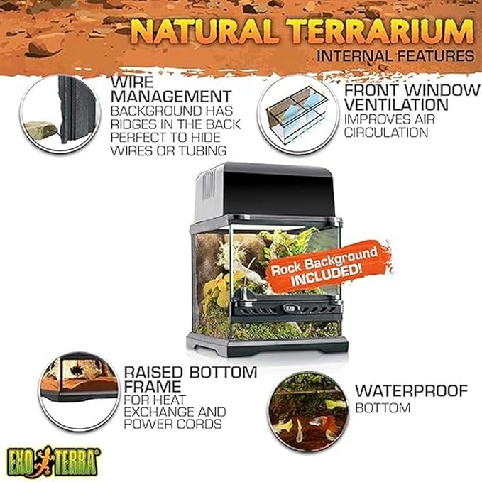 Exo Terra Glass Terrarium Kit, for Reptiles and Amphibians, Nano, 8 x 8 x 8 inches, PT2599A1