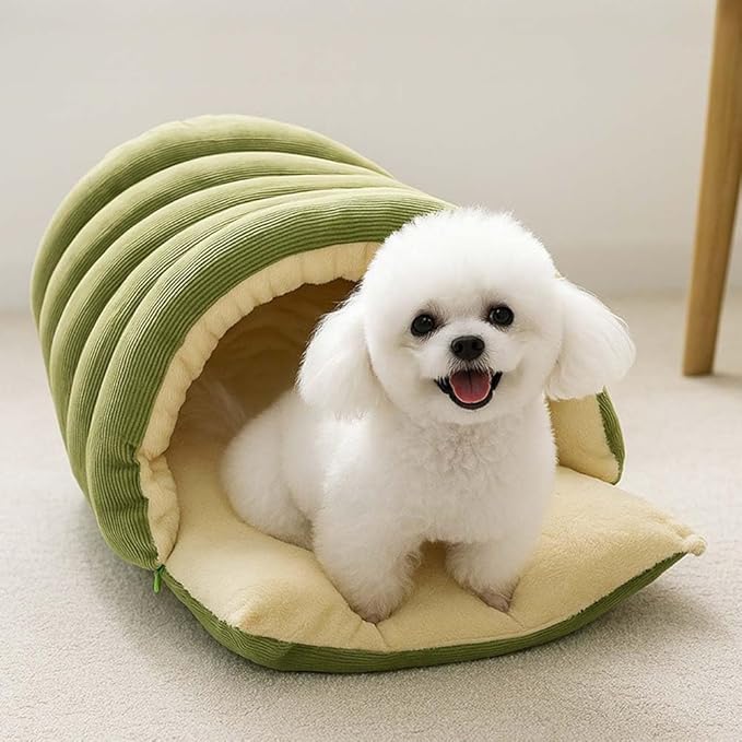 CutyPet Winter Cave,Warmth Cozy Comfort Plush Pet Cave,Cute Cozy Safe Hideaway Cat Bed with Removable Cushion,Warm Soft Removable Washable for Cats and Dogs (Purple, M：17.71 * 11.81 * 7.48 in)