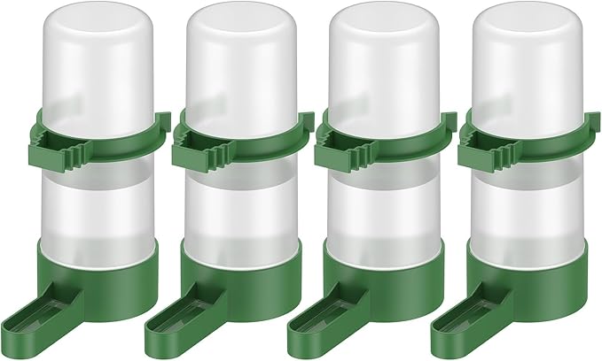 Pawfly 4 Pcs Bird Water Dispenser, Plastic Water Feeder, Automatic Waterer for Small Parrot Parakeet Cockatiel Lovebirds (Not Fit for Food Feeding), Green
