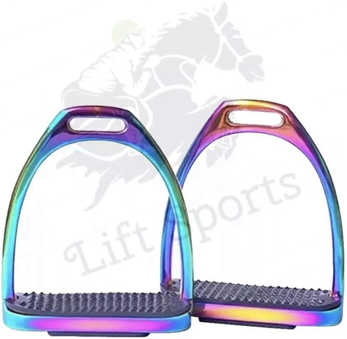 5" Rainbow Multi Color Horse Riding Safety Stirrups Irons Gloss Finish Fillis English Riding Protection Saddle Stainless Steel Equestrian