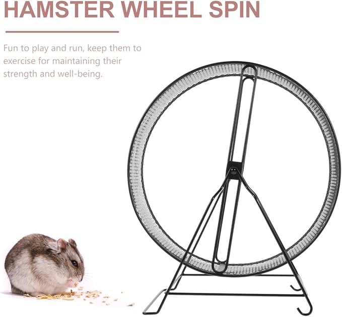 Mikikit Hamster Toys Hamster Wheel, Interesting Running Wheel Mesh Exercise Wheel Household Hedgehog Running Toy with Rack for s Gerbils Rat Small Pet Wheel