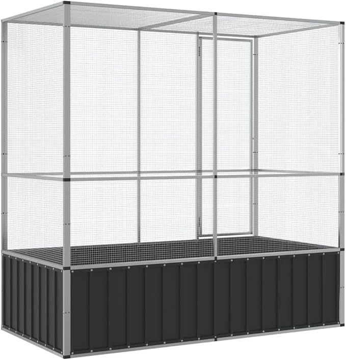 Steel Aviary, Large Bird Cage with Lockable Door, Aviary Spacious and Versatile Cage Ideal for Parakeets, Parrots, Lovebirds, Cockatiels, Pigeons, 82.9"x42.1"x83.5",-272