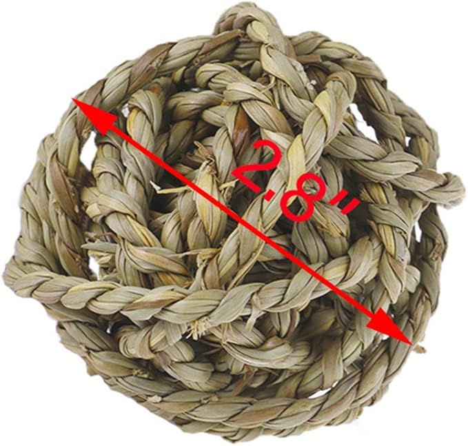 Hamiledyi 10PCS Rabbit Grass Balls 2.8in Large Guinea Pig Balls Small Animal Activity Enrichment Toy for Bunny Chinchilla Hamster Gerbil Grinding Playing