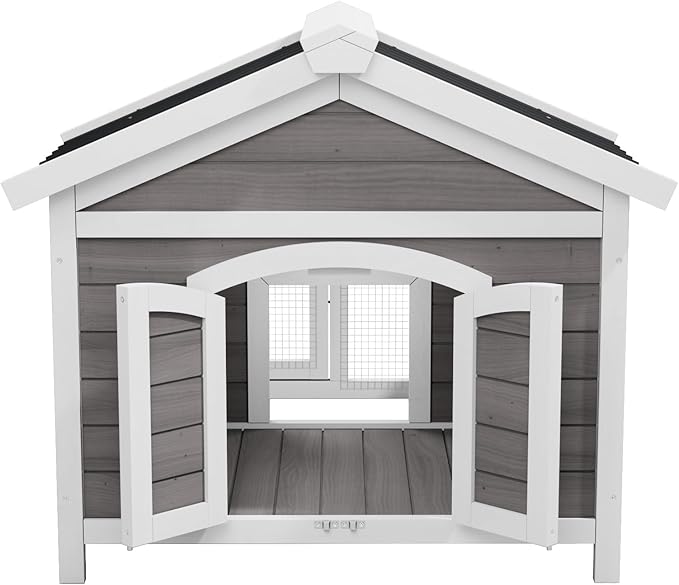 Wooden Chicken Coop Indoor and Outdoor,Hen House Poultry Pet Hutch with 2 Zone,Waterproof roof,Windows and Ventilation Door for Small Animals Habitat