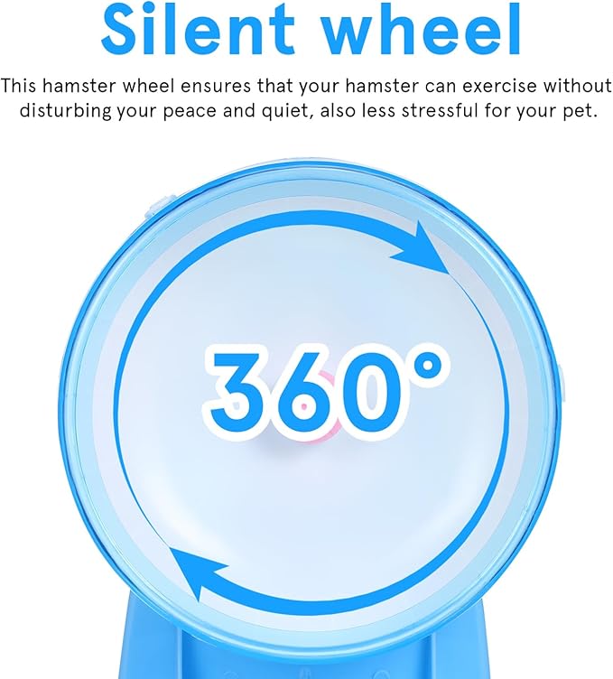 Toyvian Hamster Flying Saucer Silent Running Exercise Wheel for Gerbils, Mice,Hedgehog and Other Small Pets Silent Running Hamster Wheel (Blue)
