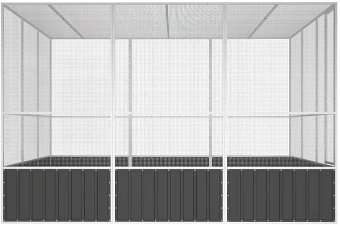 Metal Steel Large Bird Cage for Budgies, Pigeons, Galvanized Steel Birdcage Aviary House, 119.1"x127.8"x83.3", Anthracite,-671
