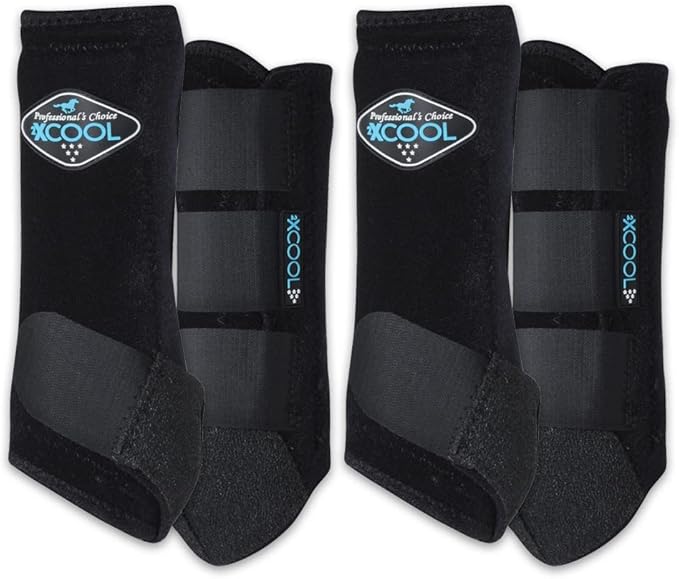 Professional's Choice 2XCOOL Sports Medicine Horse Boots | Protective & Breathable Design for Ultimate Comfort & Durability in Active Horses | Value 4 Pack | Small Black