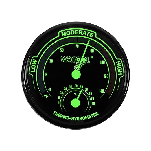 WACOOL Mini Analog Thermometer Hygrometer 2 Pack, Dial Temperature Humidity Gauge Terrarium Thermometer Celsius and Fahrenheit, Night Luminous