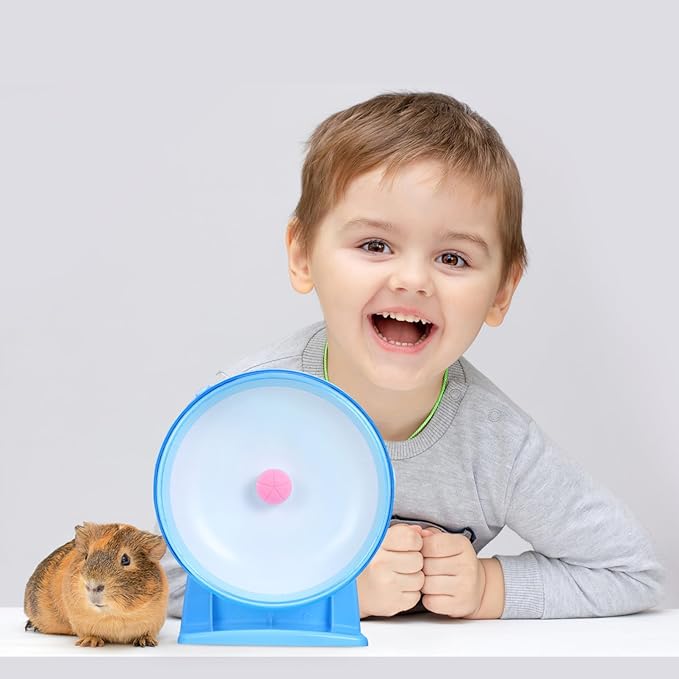 Toyvian Hamster Flying Saucer Silent Running Exercise Wheel for Gerbils, Mice,Hedgehog and Other Small Pets Silent Running Hamster Wheel (Blue)