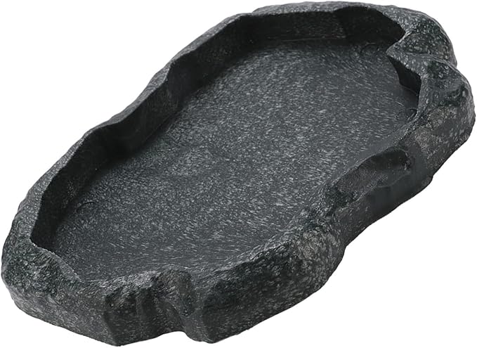 Ejoyous Reptile Water Dish, ABS Reptile Rock Reptiles Feeding Food Bowl Water Dish, Reptile Terrarium Decor Accessories for Tortoise Lizard Turtle Frog Leopard Gecko (M)