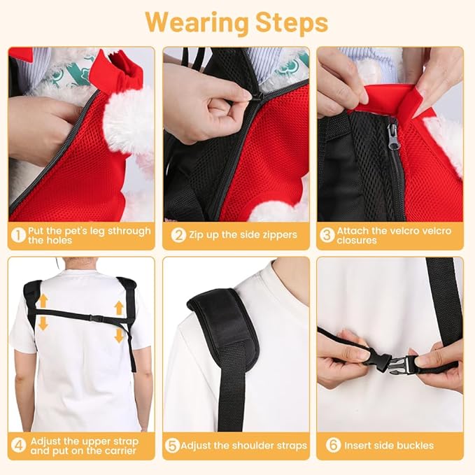 Inspack Dog Backpack Carrier/Cat Carrier, Adjustable Pet Front Carriers Travel Bag for Puppy Medium Dogs, Legs Out, Soft Ventilated Dog Chest Carry Backpacks for Hiking/Camping,10-16 lbs, Red