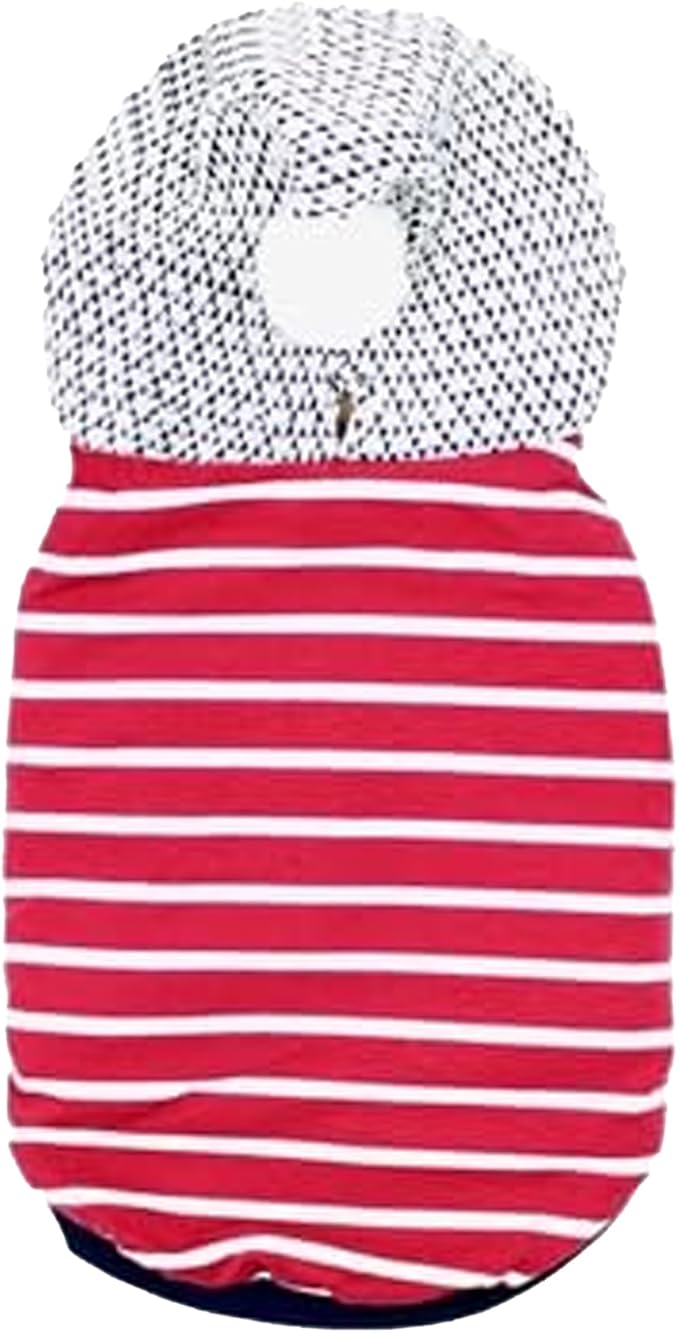 Parisian Pet Basic Hoodie - Lightweight Red Striped Pom Pom Sweatshirt for Dogs - Pullover With Leash Hole and Pockets - Clothes for Large Dogs - 2XL