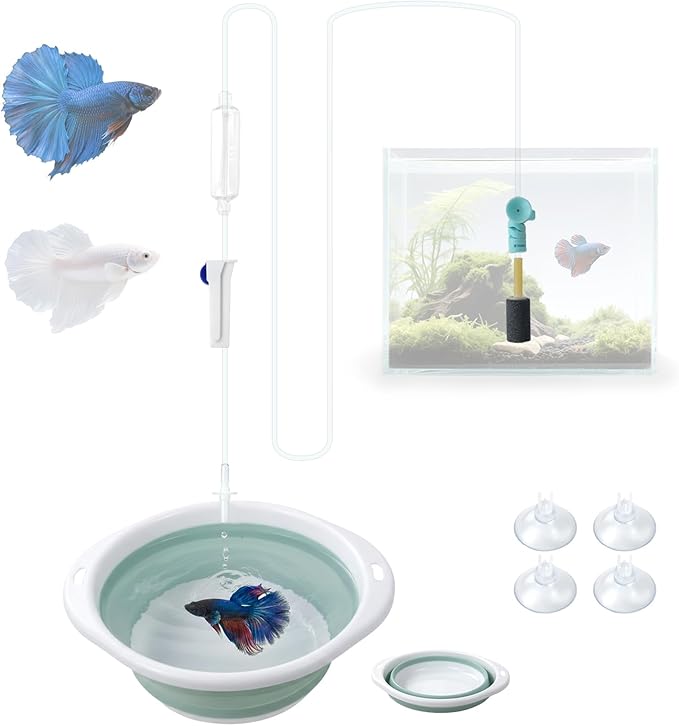 Drip Acclimation Kit with Foldable Fish Acclimation Box, Hose System for Safe Fish/Shrimp Water Transition, Works with Saltwater & Freshwater Tank Setups, Shrimp & Betta Fishes Breeding Box