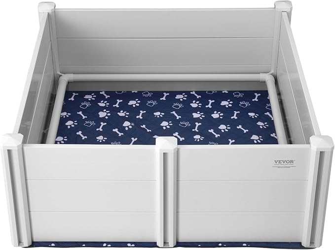 VEVOR Whelping Box for Dogs, 48 x 48 x 18.1in Whelping Pen for Puppies, Dog Birthing Box with Rails and Washable Pee Pad, Whelping Box for Large Breed Dogs, White