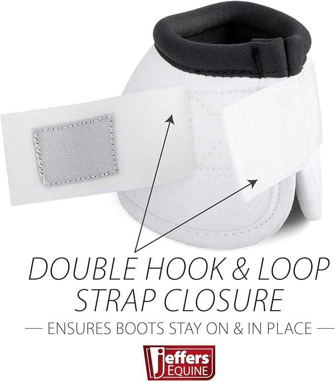 Jeffers Equine No Turn Bell Boots for Horses - White, Large | Shock Absorbing Hoof Protection | Secure Double Hook & Loop Closure, Perfect for Travel, Turnout, Training, & Riding - 1 Pair