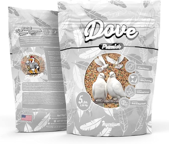 Mycelium Dove Premier Wild Bird Seed (5 LB Bag) | Organic, High-Protein Bird Food for Doves, Pigeons & Ground-Feeding Birds | Supports Brain & Heart Health | Non-GMO, USA Made, Filler Free