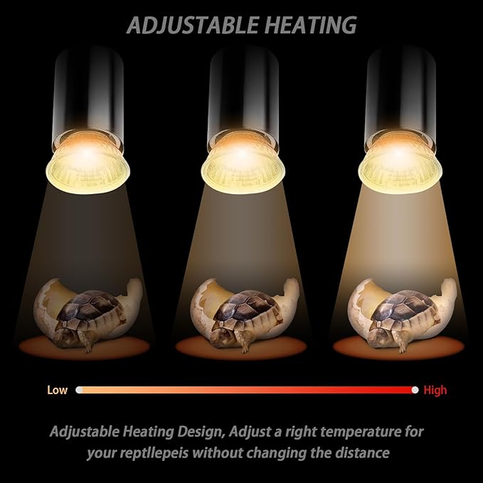50W UVA UVB Bulbs, 6-Pack Light Turtle Heat Lamp for Reptiles and Amphibian Tanks, Terrariums and Cages, Fit E26 Heat Reptile Lamp,Works with Various Lamp Fixtures