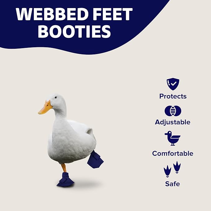 Duck Shoes for Injured Feet – Protective Neoprene Footwear for Ducks, Protective Shoes for Birds with Injured feet, Bumblefoot Relief - Small, 2.5’’ Max. Inside Width - Navy